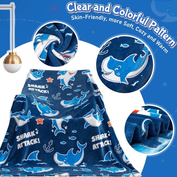 Shark Attack 🦈 or Dinosaur 🦖 Glow In The Dark Blanket - Picture 5 of 13